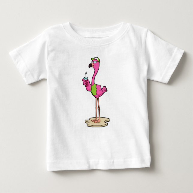 Flamingo with Sunglasses & Cap Baby T-Shirt (Front)