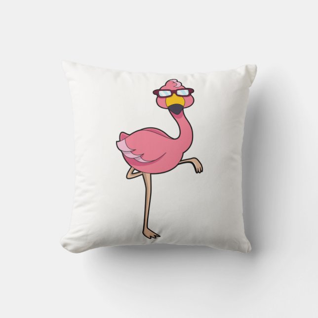 Flamingo with Sunglasses Cushion (Front)