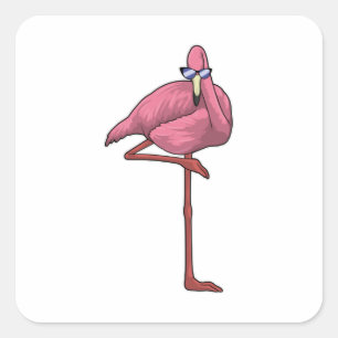 Flamingo with Sunglasses Square Sticker