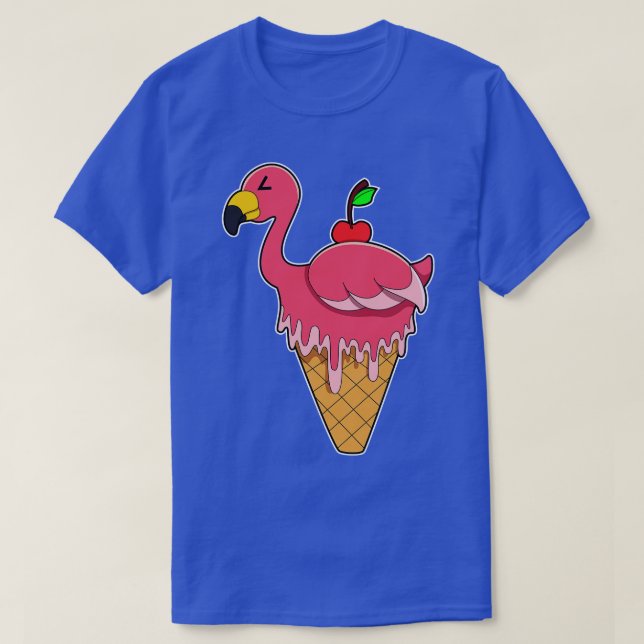 Flamingo with Waffle ice cream Apple T-Shirt (Design Front)