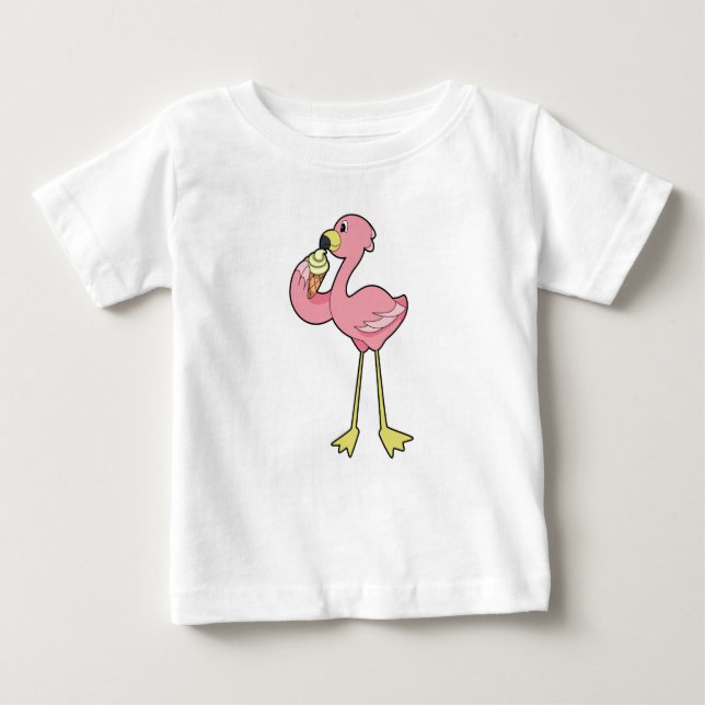 Flamingo with Waffle ice cream Baby T-Shirt (Front)