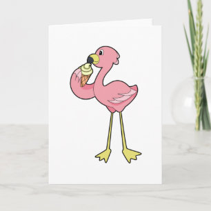 Flamingo with Waffle ice cream Card