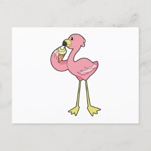 Flamingo with Waffle ice cream Postcard