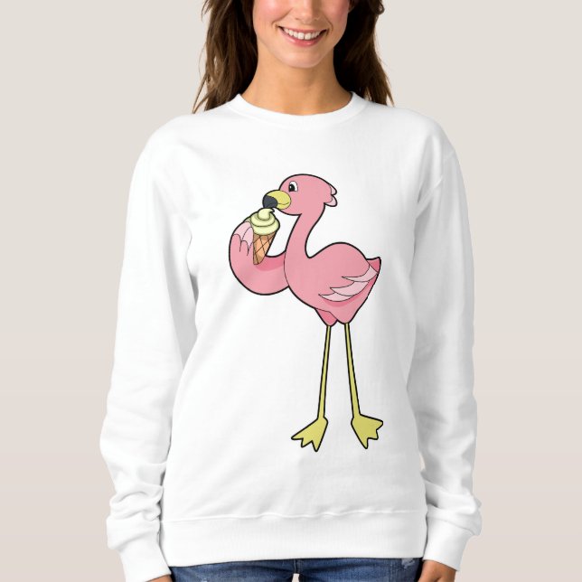 Flamingo with Waffle ice cream Sweatshirt (Front)