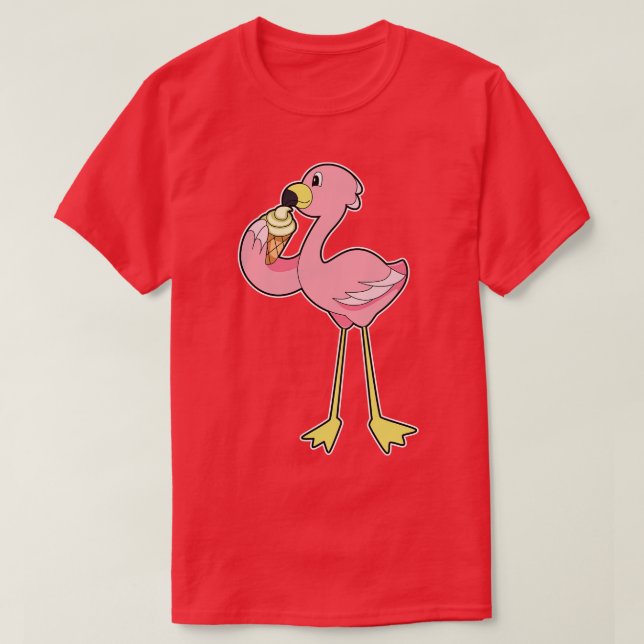 Flamingo with Waffle ice cream T-Shirt (Design Front)