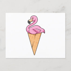 Flamingo with Waffle of Ice cream Postcard