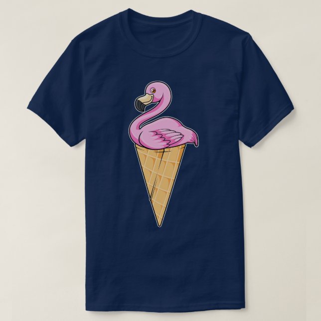 Flamingo with Waffle of Ice cream T-Shirt (Design Front)