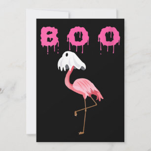 Flamingo   Womens Flamingo Boo Ghost Halloween Holiday Card