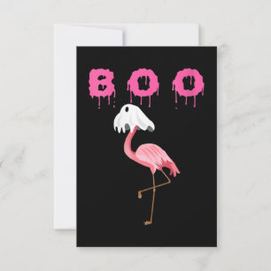 Flamingo Womens Flamingo Boo Ghost Halloween Thank You Card