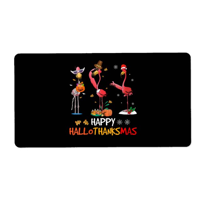 Flamingo | Womens Flamingo Happy HalloThanksmas (Front)