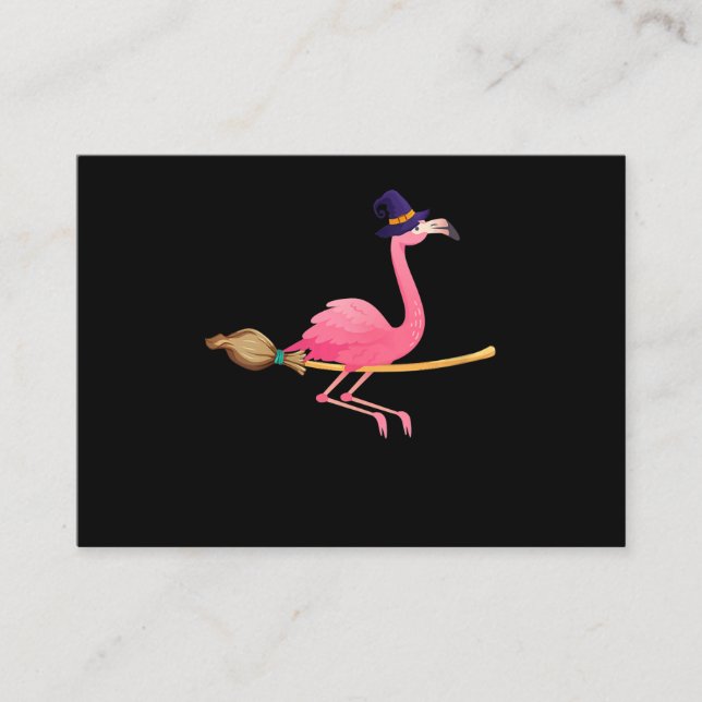 Flamingo | Womens Funny Flamingo Witch Halloween Enclosure Card (Front)