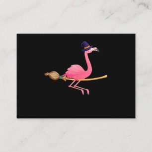 Flamingo   Womens Funny Flamingo Witch Halloween Enclosure Card