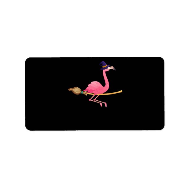 Flamingo | Womens Funny Flamingo Witch Halloween Label (Front)