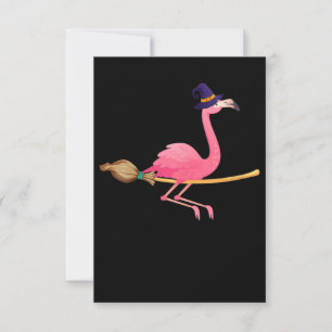 Flamingo Womens Funny Flamingo Witch Halloween Thank You Card