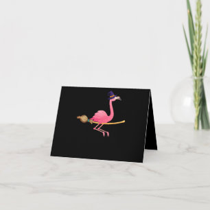 Flamingo   Womens Funny Flamingo Witch Halloween Thank You Card