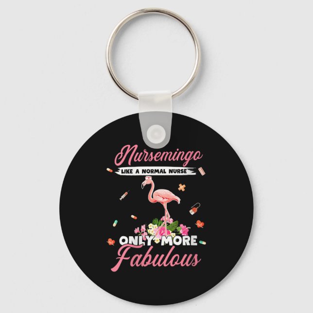 Flamingo | Womens Nursemingo Like Normal Nurse Key Ring (Front)