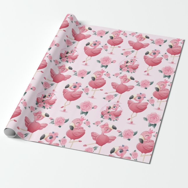 Flamingo Wrapping Paper (Unrolled)