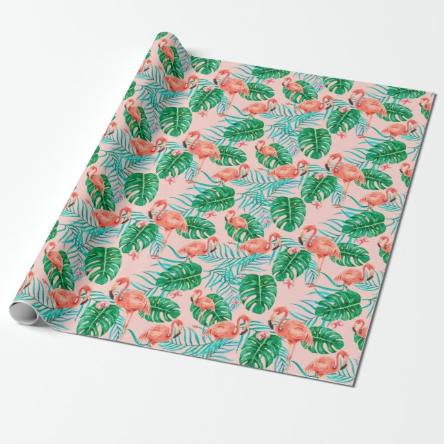Flamingo Wrapping Paper (Unrolled)