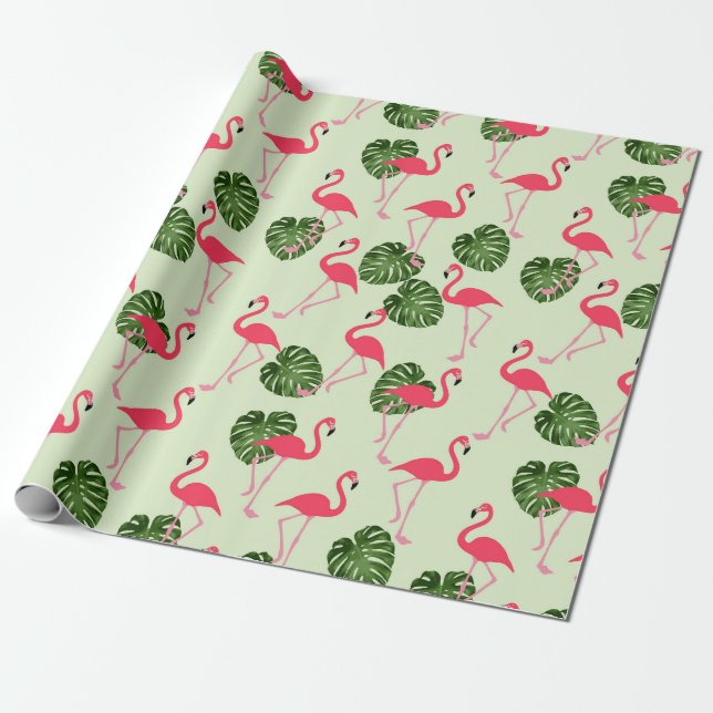 Flamingo Wrapping Paper (Unrolled)