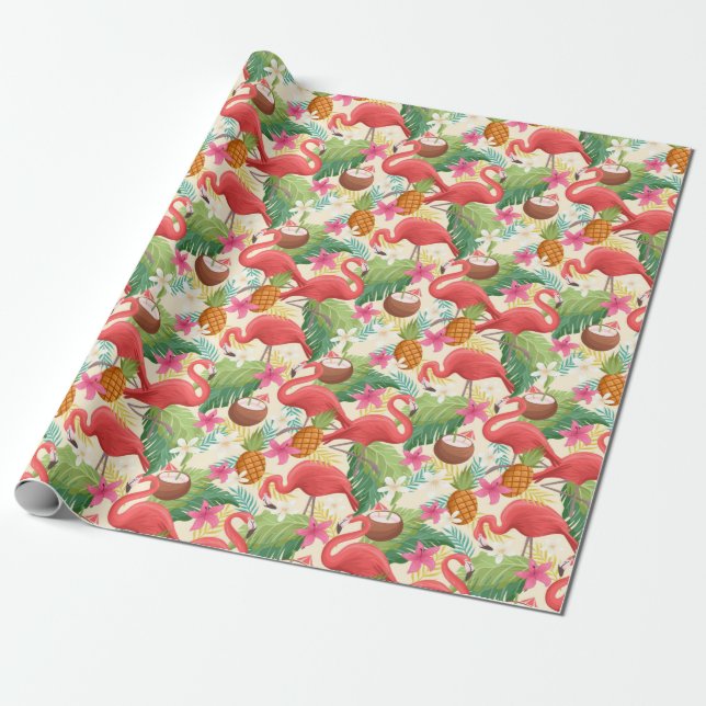 Flamingo Wrapping Paper (Unrolled)