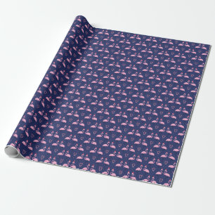 Flamingo Xmas Hat Candy Pattern Wrapping Paper