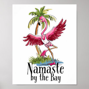 Flamingo Yoga Namaste By The Y Palm Trees Beach Vi Poster