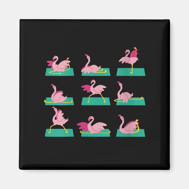 Flamingo Yoga Poses Meditation Workout Exercise Magnet (Front)