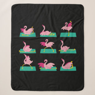 Flamingo Yoga Poses Meditation Workout Exercise Sherpa Blanket