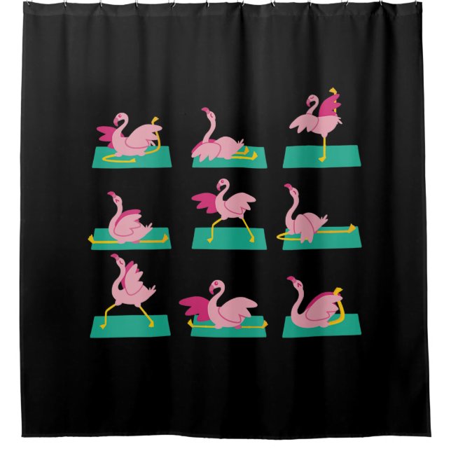 Flamingo Yoga Poses Meditation Workout Exercise Shower Curtain (Front)