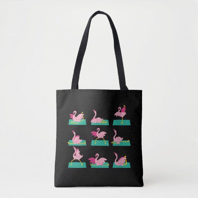 Flamingo Yoga Poses Meditation Workout Exercise Tote Bag (Front)