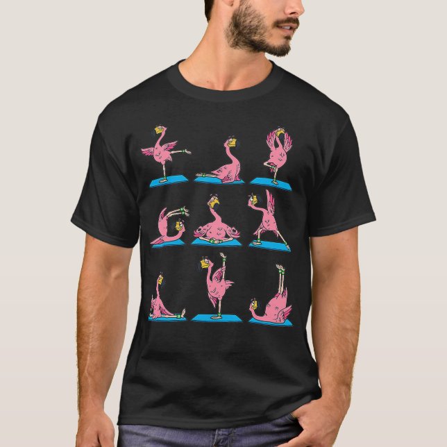 Flamingo Yoga Position Workout Flamingo Bird Gift  T-Shirt (Front)