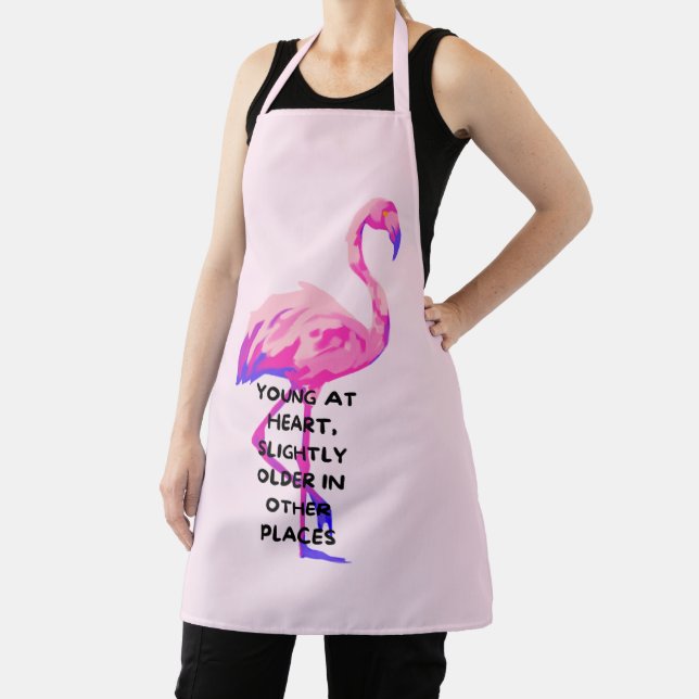 Flamingo Young At Heart Funny Saying Quote  Apron (Insitu)
