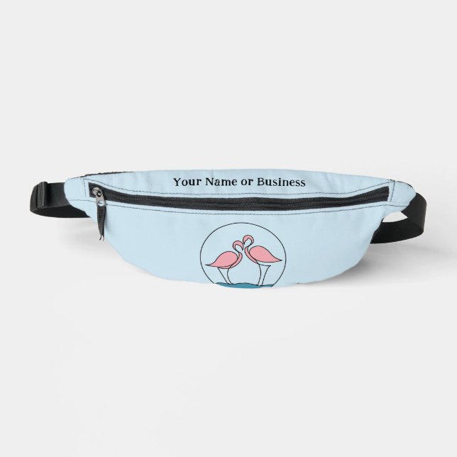 Flamingo Your Business Logo Art Photo Quote Slogan Bum Bags (Front)