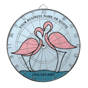 Flamingo Your Business Round Logo Art Photo Quote Dartboard