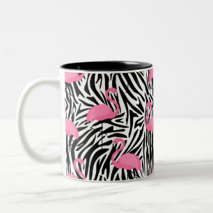 Flamingo Zebra Print Summer Two-Tone Coffee Mug