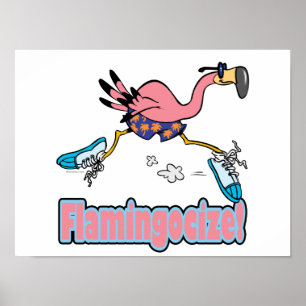 flamingocize jogging flamingo cartoon poster
