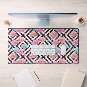 Flamingoes on Bold Design Pattern 2 Desk Mat