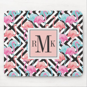Flamingoes on Bold Design Pattern Mouse Pad