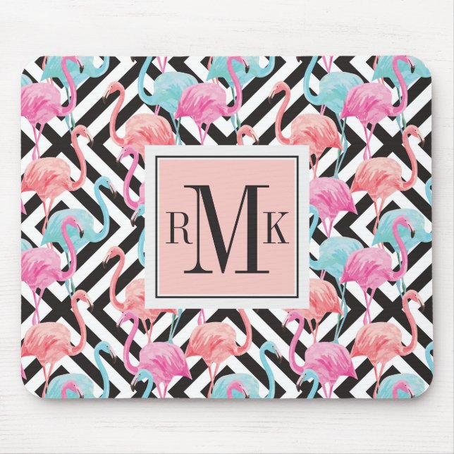 Flamingoes on Bold Design Pattern Mouse Pad (Front)