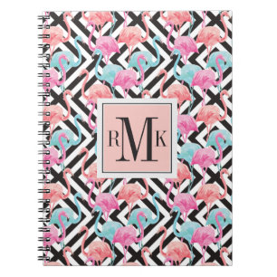 Flamingoes on Bold Design Pattern Notebook