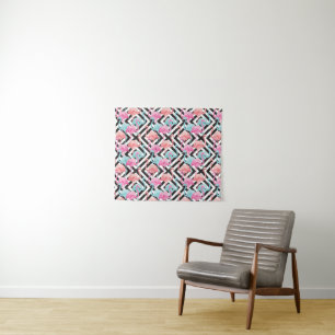 Flamingoes on Bold Design Pattern Tapestry