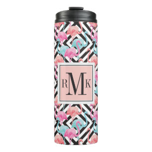Flamingoes on Bold Design Pattern Thermal Tumbler