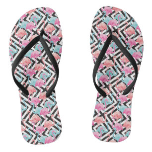 Flamingoes on Bold Design Pattern Thongs