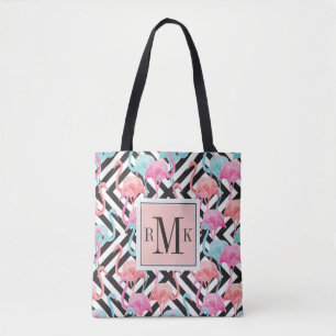 Flamingoes on Bold Design Pattern Tote Bag