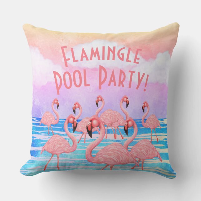 Flamingoes on Parade Cushion (Front)