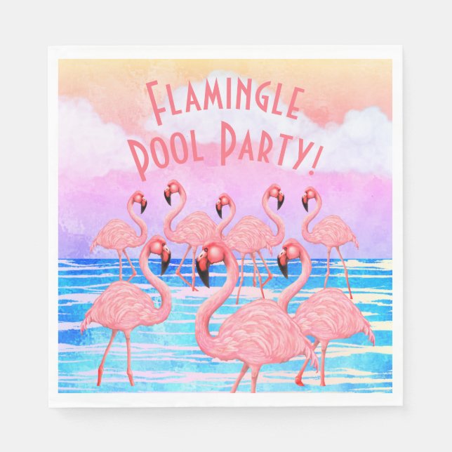 Flamingoes on Parade Napkin (Front)