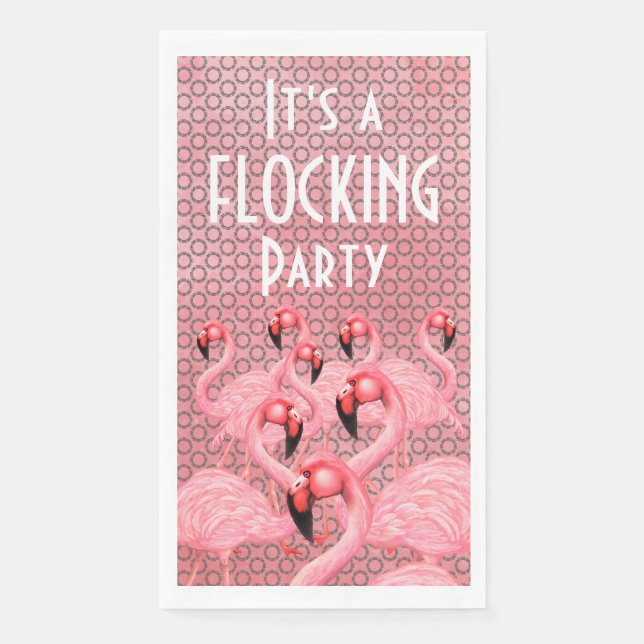 Flamingoes on Parade Paper Guest Towels Napkin (Front)
