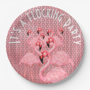 Flamingoes on Parade Paper Plate