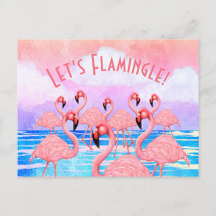 Flamingoes on Parade Postcard