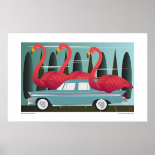 FLAMINGOES TO TOWN- POSTER
